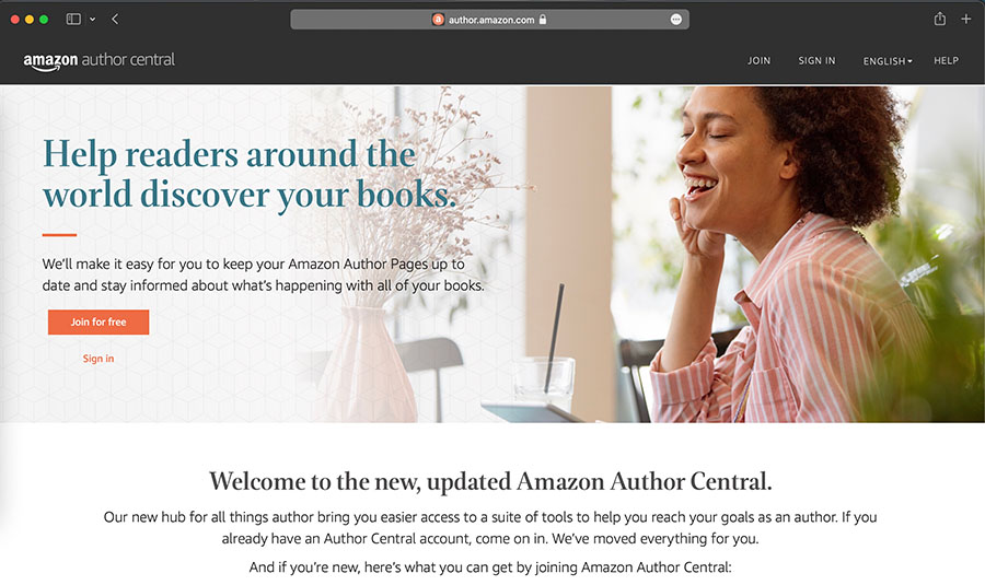 Amazon Author Central is a self-service author