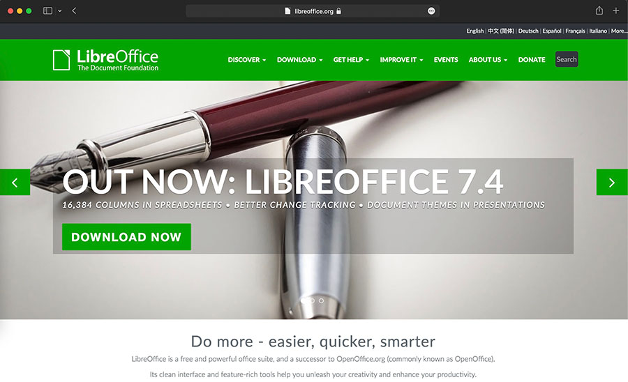 LibreOffice is a free and open source office suite
