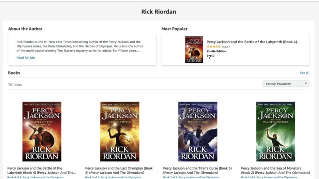 Amazon Author Central Page